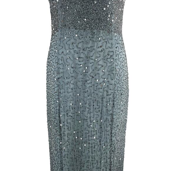 Ricci Wear Halter Neck Sequin Embellished Evening Gown Gray Silver Size M - Picture 6 of 14